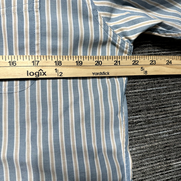 L.L. Bean Shirt Men's M Trim Blue Striped Short Sleeve Button Up 262284 - Picture 7 of 10